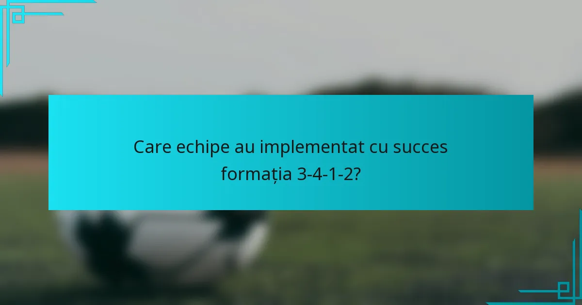 Care echipe au implementat cu succes formația 3-4-1-2?