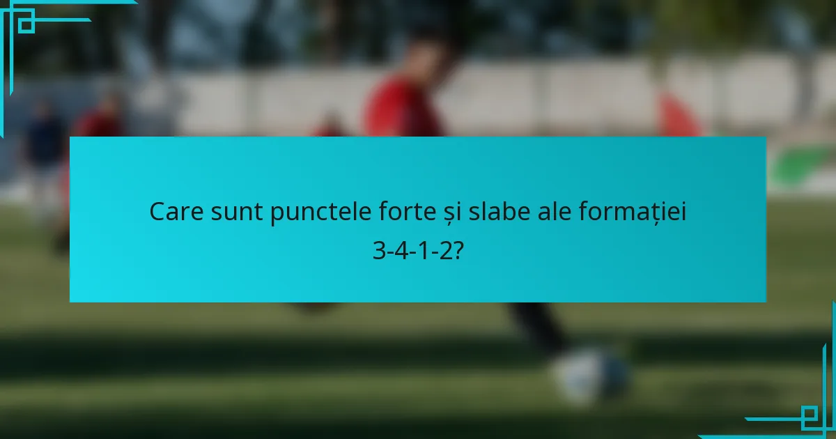 Care sunt punctele forte și slabe ale formației 3-4-1-2?