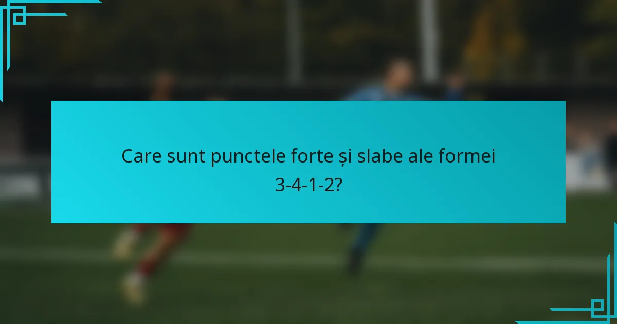 Care sunt punctele forte și slabe ale formei 3-4-1-2?