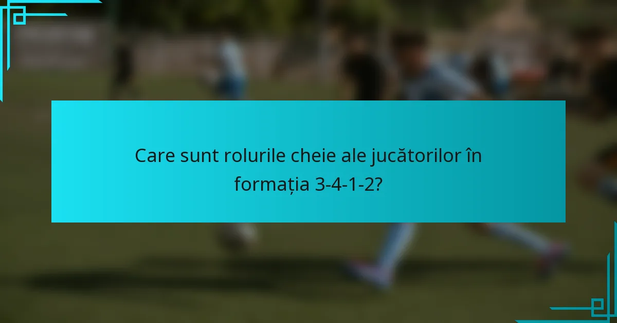 Care sunt rolurile cheie ale jucătorilor în formația 3-4-1-2?
