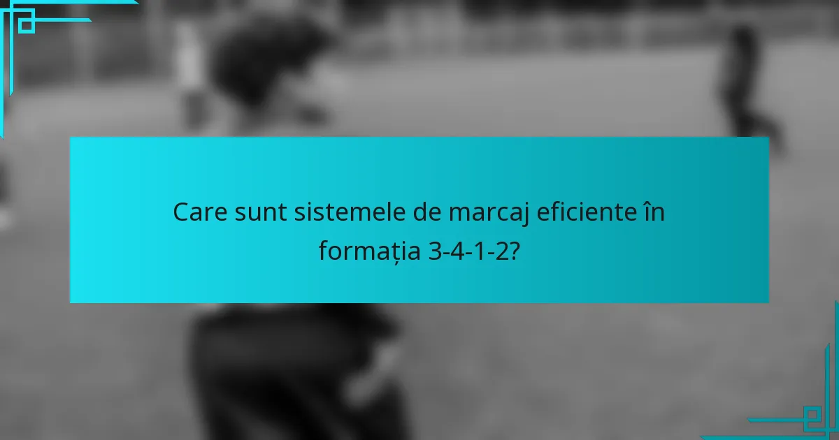 Care sunt sistemele de marcaj eficiente în formația 3-4-1-2?