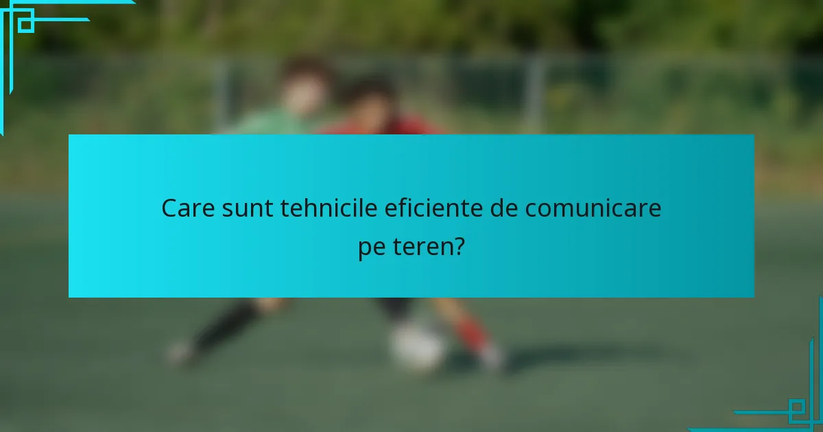Care sunt tehnicile eficiente de comunicare pe teren?