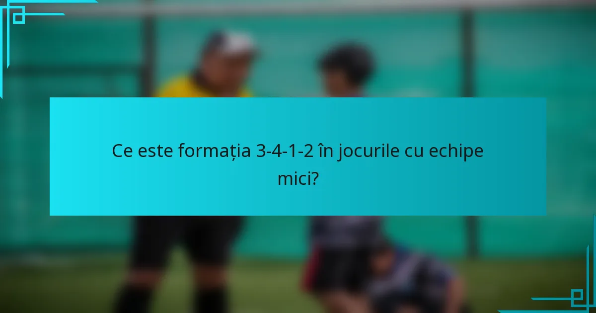 Ce este formația 3-4-1-2 în jocurile cu echipe mici?