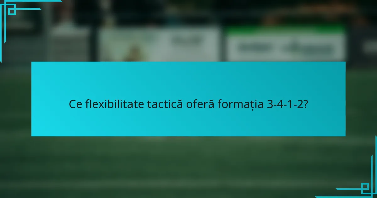 Ce flexibilitate tactică oferă formația 3-4-1-2?