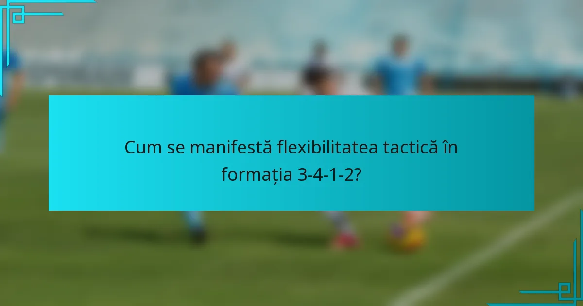 Cum se manifestă flexibilitatea tactică în formația 3-4-1-2?